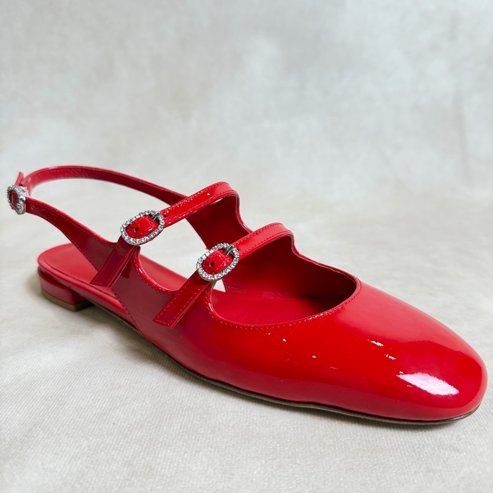 Stuart Weitzman Claris Mary Jane Slingback Red Patent Cherry  Size 7 / 37.5 - Picture 6 of 15